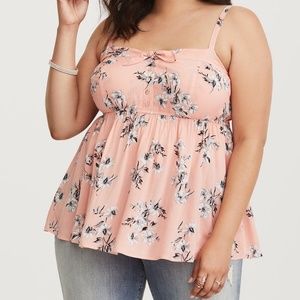 Torrid Coral Floral Babydoll Tank size 2
